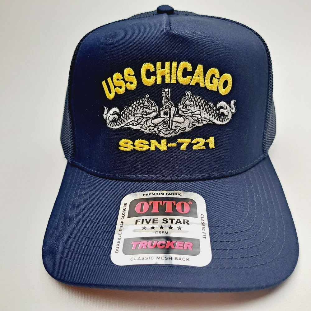 USS Chicago SSN-721 Submarine Service Hat Cap Mesh Snapback Blue
